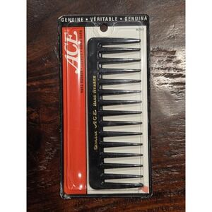 NOS Vtg Genuine ACE Black Hard Rubber Hair Pick Comb Wide Tooth Barber 6" Goody